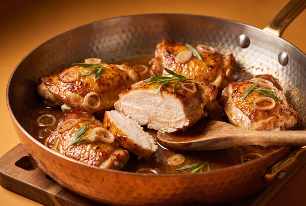 Poulet haut de cuisse désossée cong, une fois apprêté