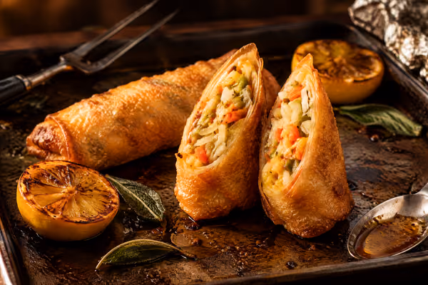 Egg roll aux légumes, une fois apprêté