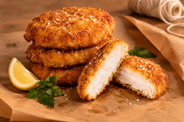 Burgers de poulet panés (22), une fois apprêté