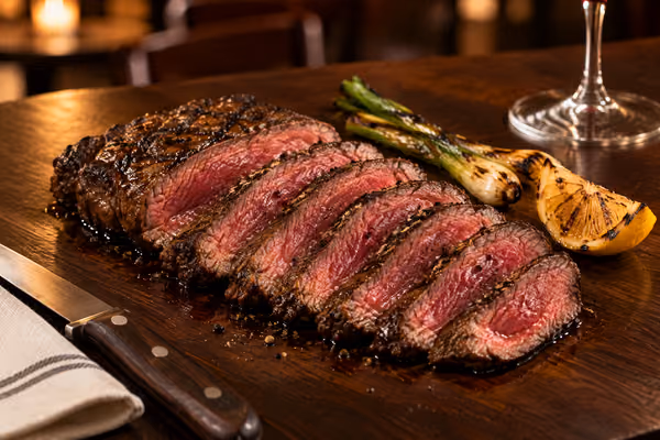 Bavette au vin rouge, une fois apprêté